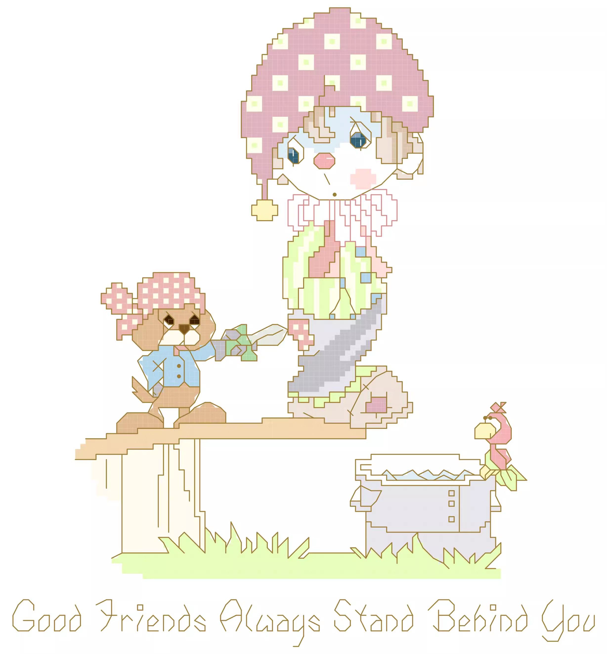 十字绣电子图纸4396 水滴娃娃129可爱卡通112w*123h25色pat源文件