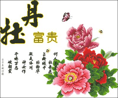 十字绣电子图纸5198 牡丹富贵2吉祥中国风308W*256H39色XSD源文件