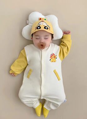 皮卡丘哈衣宝宝衣服长袖潮2023新款外出爬服婴儿连体衣春秋