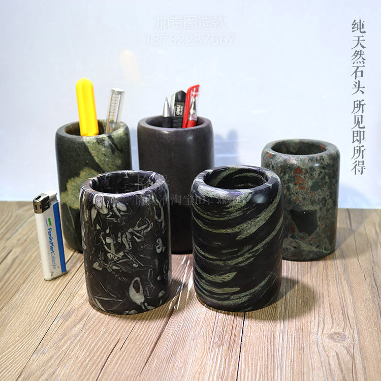 茶道配件石茶筒茶具筒天然石头花盆笔筒自然花瓶花插器鹅卵石拾器