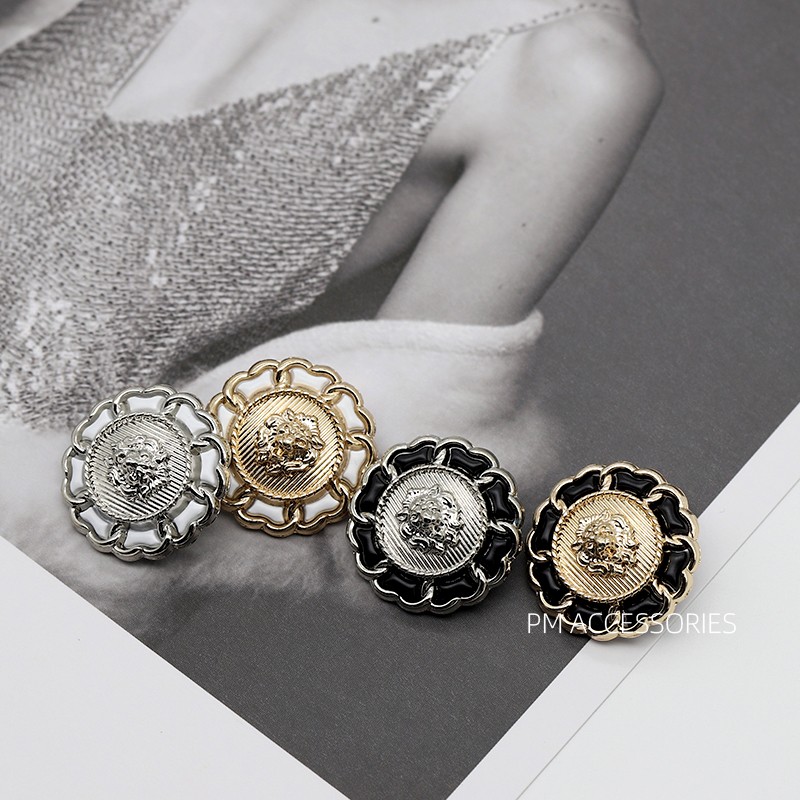 小香风条纹狮头双合金属纽扣品铭