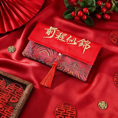 中式刺绣红包袋新款布艺红包袋春节过年儿童压岁钱包新年利是封