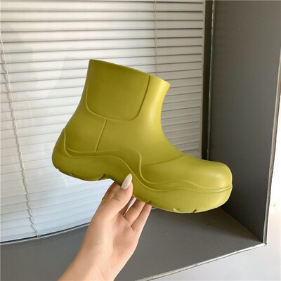 高板本mona同款牛油果雨靴女时尚款外穿大头户外短靴厚底 BV