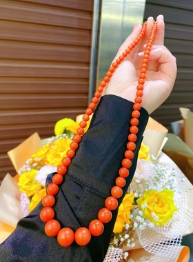 镇店之宝一图一物保山南红项链塔链5-14mm偏长款60cm左右满色满肉
