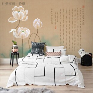 般若波罗蜜多心经壁纸 大乘佛法教义之总纲墙纸 手绘荷花定制墙布