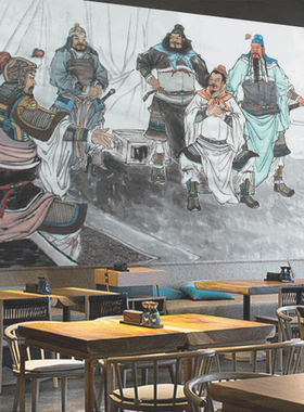 蜀国五虎上将壁纸三国历史墙纸四川火锅店壁画刘备关羽张飞墙画