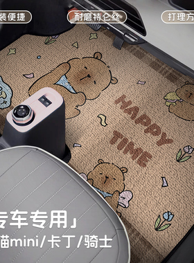 熊猫mni卡通脚垫25款熊猫卡丁骑士耐力熊专用丝圈车垫丝圈保护垫