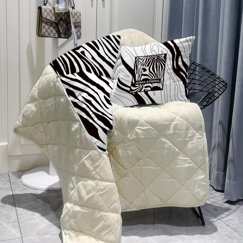 斑马纹抱枕被车载四季两用空调被