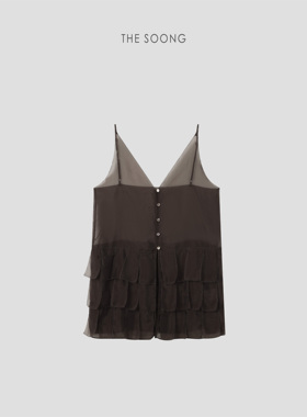 THESOONG/对丝定型 12针精工V领荷叶边女士吊带背心HWBX8763