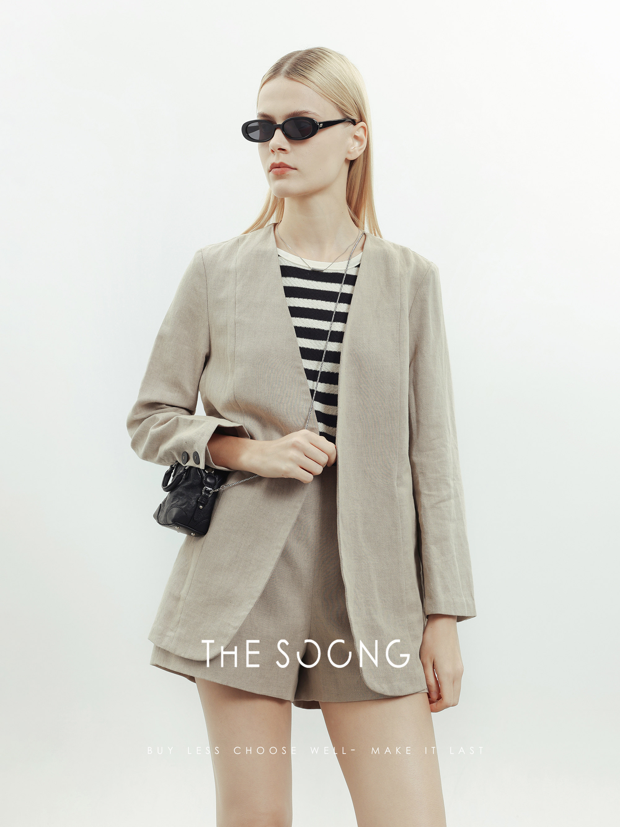 THESOONG/无性别主义高阶内敛棉麻混纺甘草色无垫肩无领西装,女装/女士精品,西装,淘宝优惠券,粉丝福利购,淘宝优惠卷