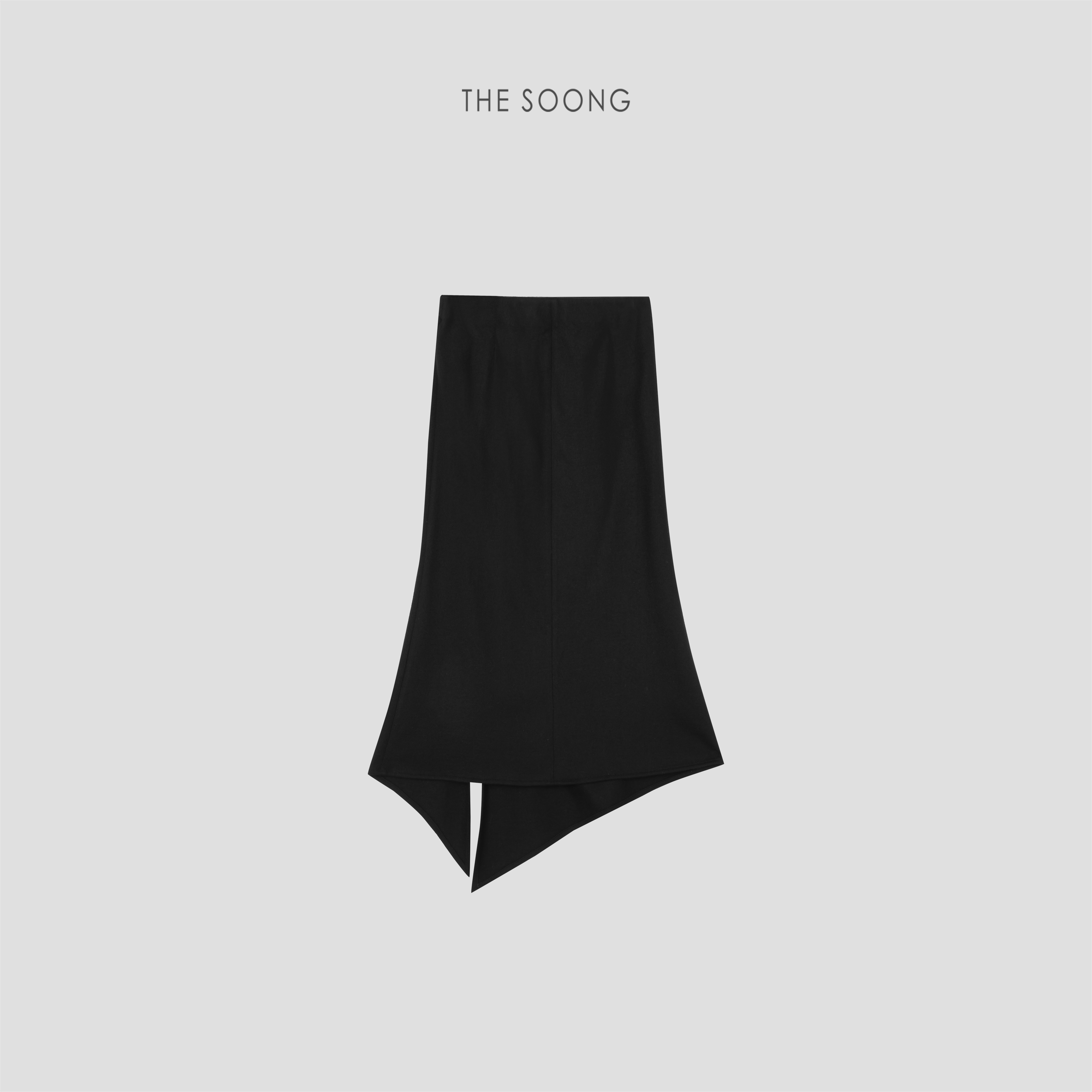 THESOONG/几何裙 澳大利亚进口羊毛混纺橡筋腰不规则半身裙9176