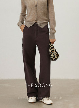 THESOONG/至简艺术 复古莱赛尔水洗做旧直筒高腰显瘦牛仔裤女7760