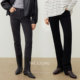 THESOONG黑长直靴裤 子 女黑色中腰直筒裤 加软弹力修身 显瘦牛仔裤
