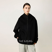 THESOONG 羊毛桑蚕丝秋冬加厚显瘦毛绒保暖连帽卫衣外套女7548