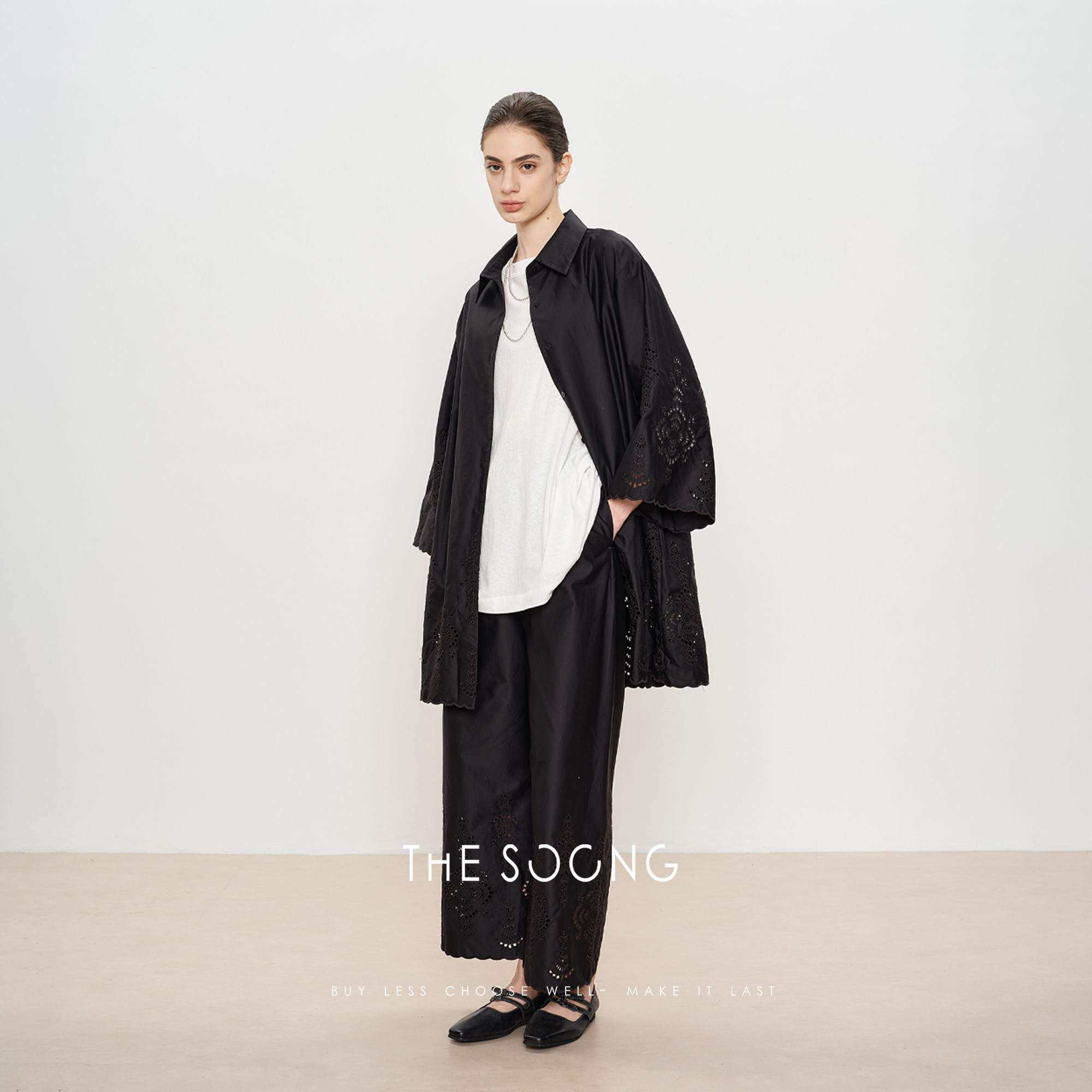 THESOONG/玄简美学 进口高密贡缎砂洗宽松风衣衬衫休闲裤套装6313,女装/女士精品,衬衫,淘宝优惠券,粉丝福利购,淘宝优惠卷