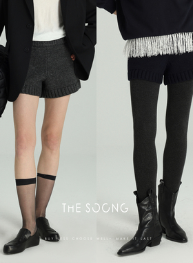 THESOONG/25s早春百慕大时髦系羊毛质感女士针织松紧腰短裤6391