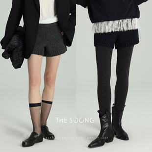 THESOONG 6391 25s早春百慕大时髦系羊毛质感女士针织松紧腰短裤