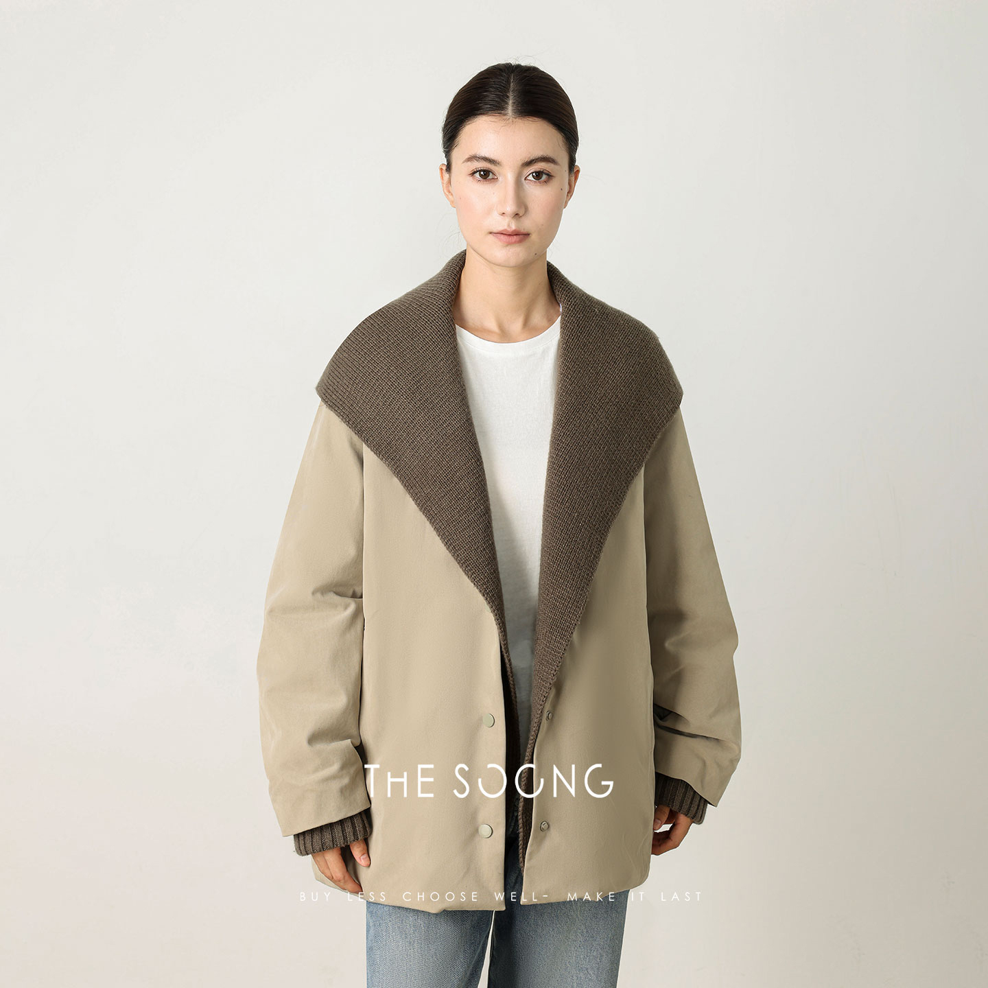 90白鹅绒可拆卸连帽羽绒服