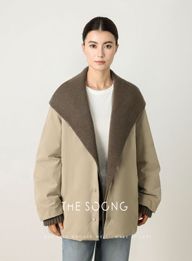 THESOONG/秋冬羽绒服女90白鹅绒可拆卸连帽宽松保暖夹克外套7820
