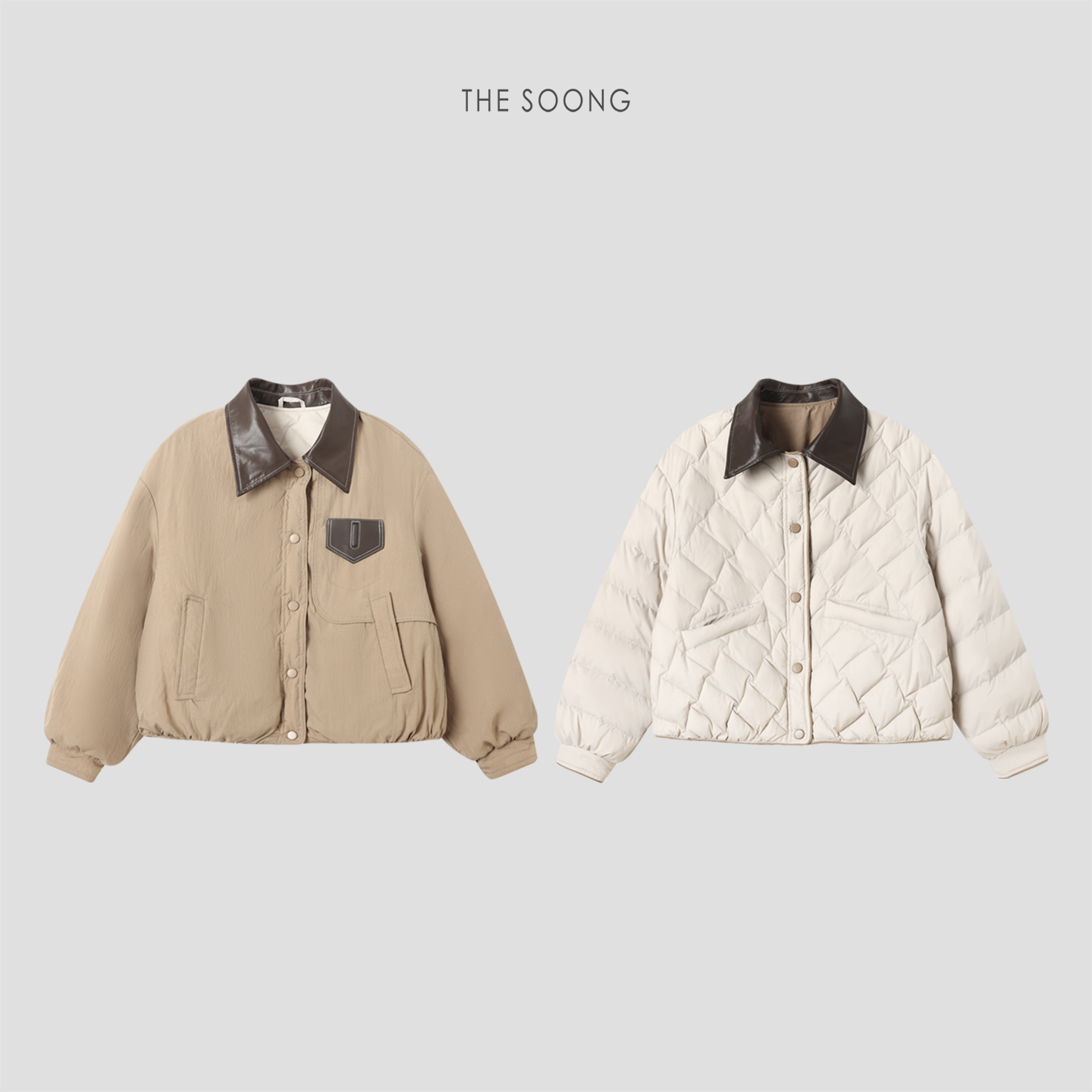 90鸭绒撞色廓形锁温羽绒服