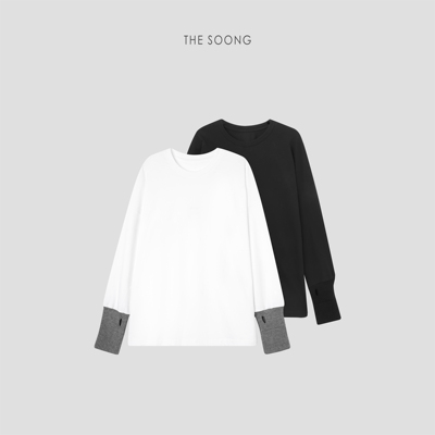 THESOONG毛织袖口圆领T恤