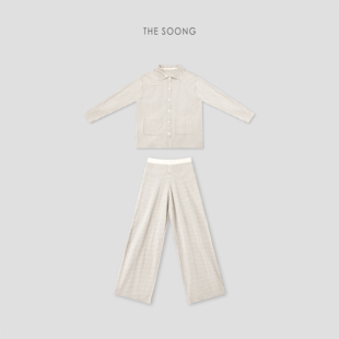 8114 复古小尼绒双色纱条纹居家睡衣套装 8116 极简条纹 THESOONG