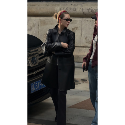 THESOONG/很拉风 西班牙进口典藏质感中长款无垫肩皮衣外套女9117
