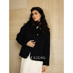 【清仓】优雅腔调 100%绵羊毛双面呢挺阔质感无领外套