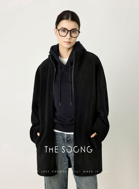 THESOONG/秋冬100%羊毛加厚保暖宽松立领羊毛外套女百搭休闲7693