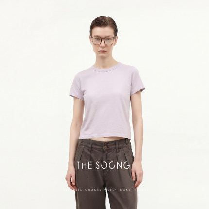THESOONG/零感T 进口澳洲纯棉高捻简约修身圆领T恤短袖上衣女8866