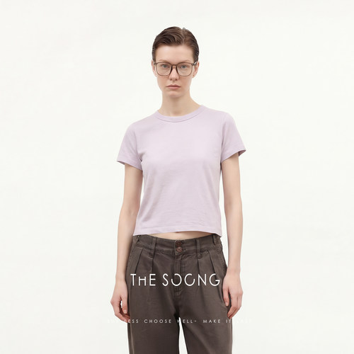 THESOONG/零感T 进口澳洲纯棉高捻简约修身圆领T恤短袖上衣女8866
