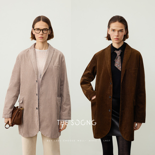高端小个子保暖HWWT7522 新款 THESOONG 复古灯芯绒外套女早秋西装