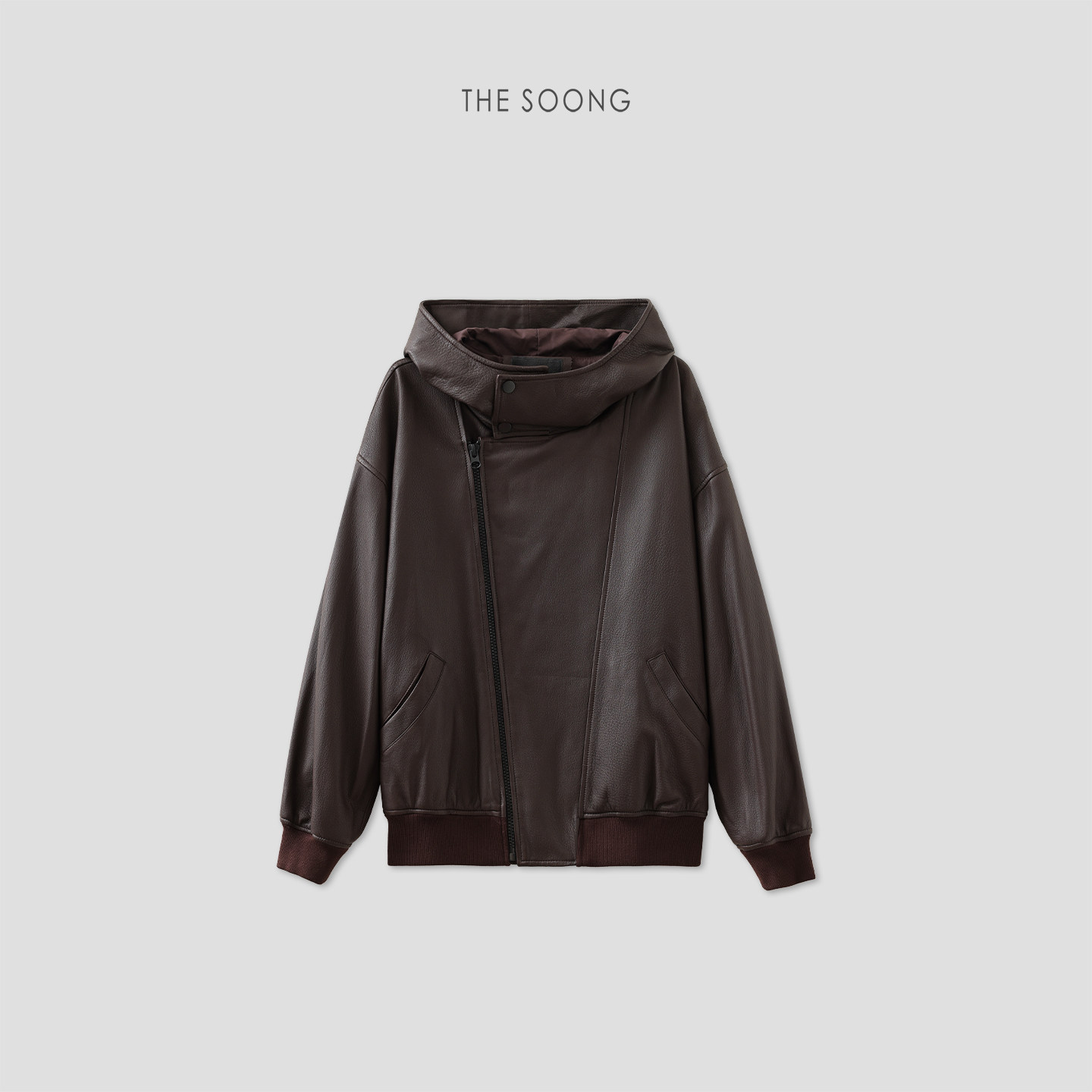 THESOONG/土耳其进口100%羊皮超轻盈肉感泡泡皮连帽皮衣外套7673