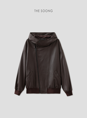 THESOONG/土耳其进口100%羊皮超轻盈肉感泡泡皮连帽皮衣外套7673