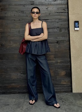 THESOONG/两米超模裤 夏日凉爽纯棉透气典雅松弛感休闲套装6986