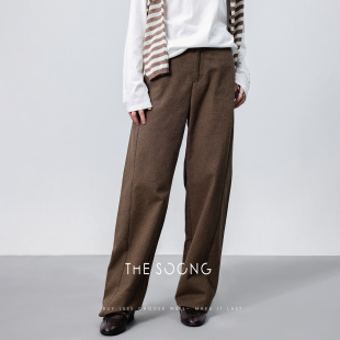 女5082 长绒棉老钱风松弛感弧线剪裁廓形显瘦休闲裤 清仓