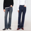 THESOONG 女7077 隽永复古炒砂洗水线条感中腰弹力丹宁微喇牛仔裤