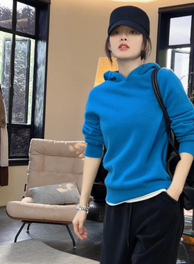 THESOONG/暖感帽衫 秋冬100%绵羊毛细腻保暖肌理感连帽毛衣女8236