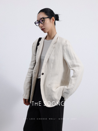 THESOONG/100%亚麻随性极简肌理感休闲小西装外套女廓形通勤西服