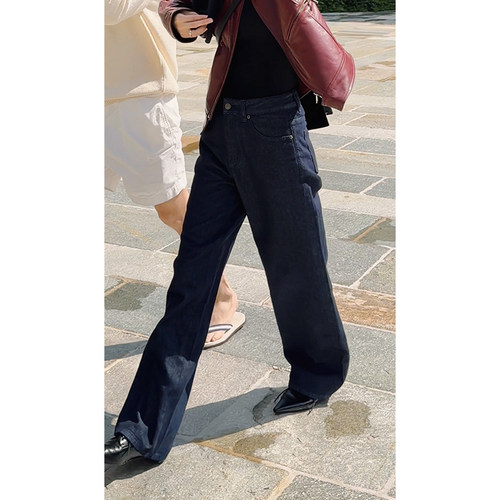 THESOONG中腰无弹直筒牛仔裤