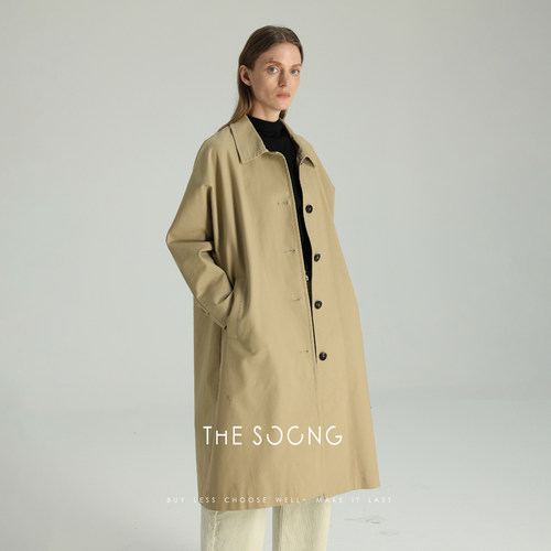 THESOONG简约百搭卡其色长款风衣
