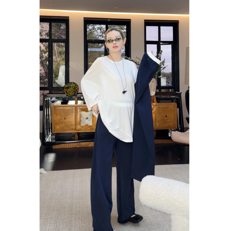 THESOONG/软软裤 夏季薄款莫代尔混纺松紧腰直筒垂感休闲裤女4926