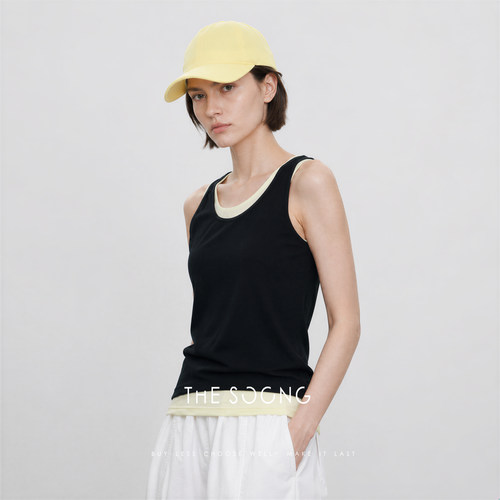 100%匹马棉夏季真两件叠穿背心