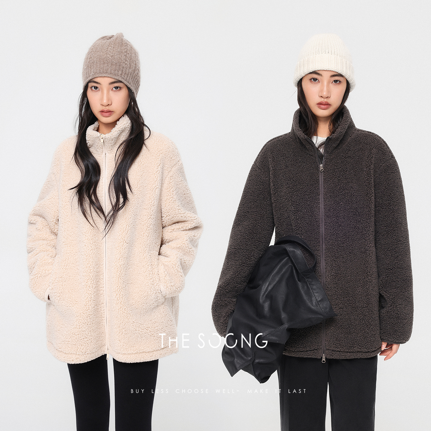 宽松百搭摇粒绒立领外套女