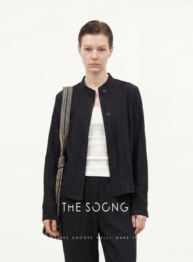 THESOONG/极简廓形 立领单排扣落肩长袖衬衫女士薄款外套8601