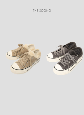 THESOONG/毛绒帆布鞋 经典水洗牛反绒羊毛内里百搭帆布鞋8056