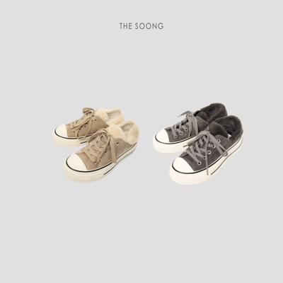 THESOONG/毛绒帆布鞋 经典水洗牛反绒羊毛内里百搭帆布鞋8056