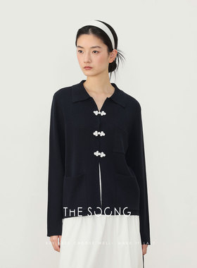 THESOONG/春季款莱赛尔亚麻针织衫上衣女翻领开衫外搭小个子8492
