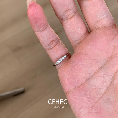 小排钻素圈戒指轻奢细款尾戒指环