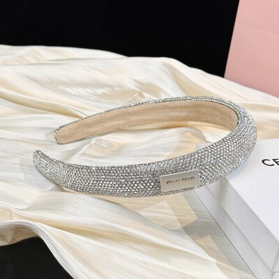 miu风银灰色超闪满钻发箍发夹女
